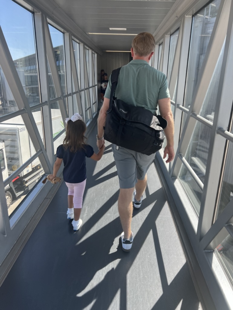 Walking down a jetway